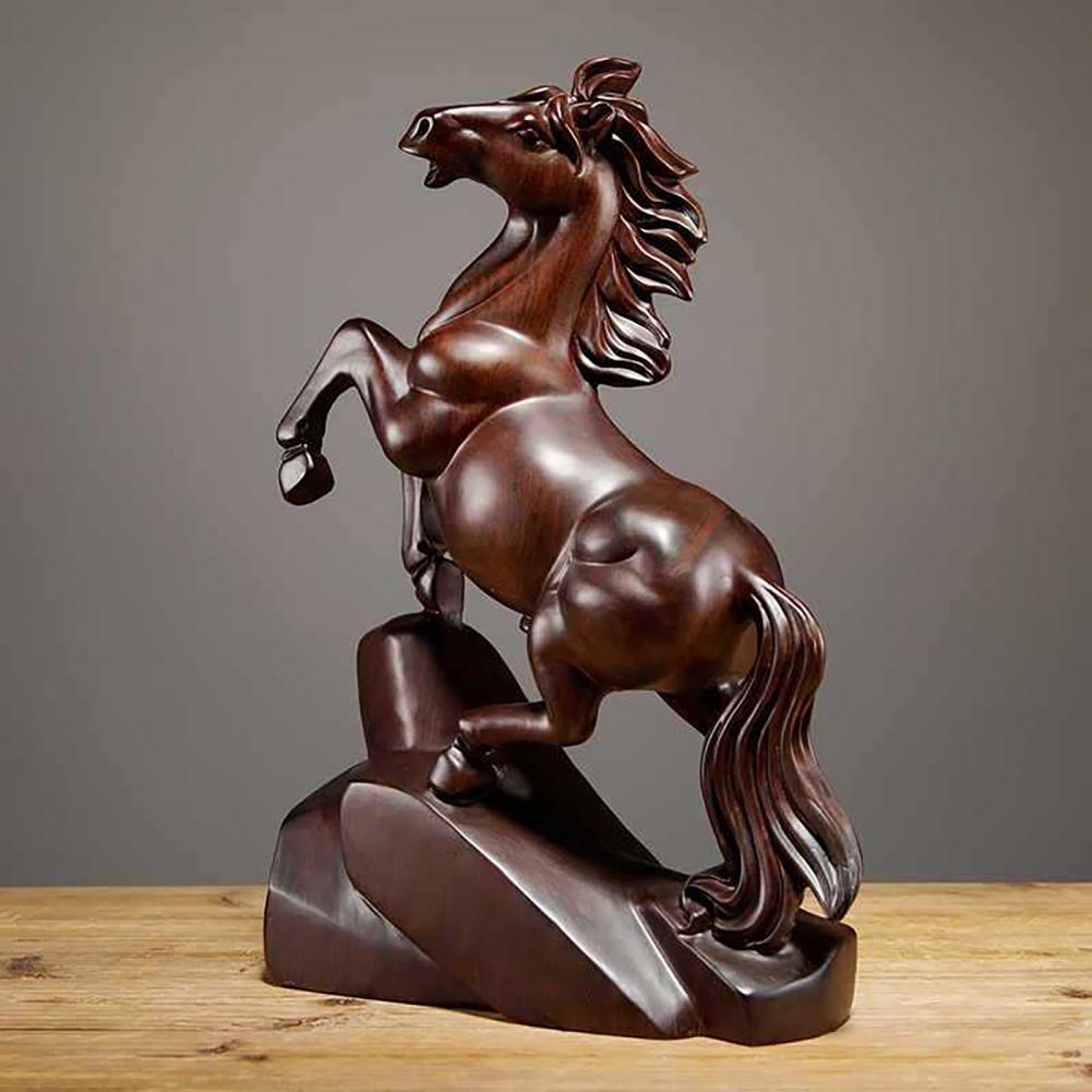 Feng Shui Horse Ornament Zodiac Horse Statue Wooden Horse Figurine for 2026 Chinese New Year Small Zodiac Sculpture for Wealth