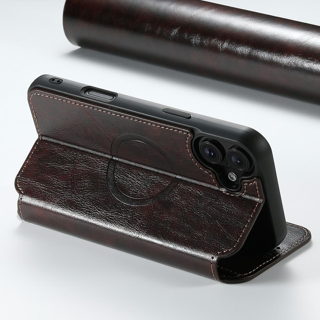 SUTENI J05 Чехол для iPhone 17, совместимый с MagSafe, текстурированная откидная крышка из ПУ кожи