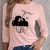 Топы для женщин Футболка с круглым вырезом и длинным рукавом The Melancholic Cat Print, осенний повседневный тонкий пуловер, женский топ с длинным рукавом