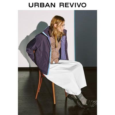 Женская хлопковая куртка оверсайз с контрастным воротником-стойкой