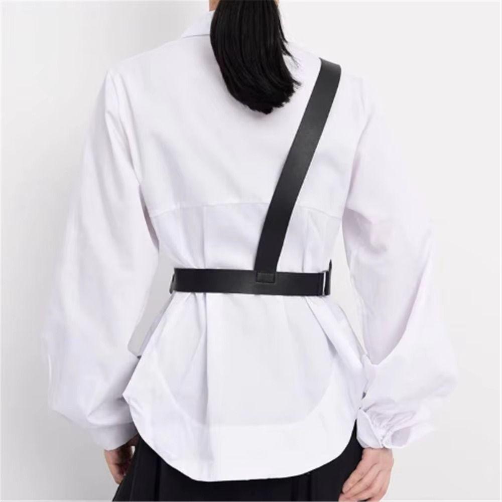 Irregular Design Women Waist Harness PU Leather Dress Cummerbunds Cool Body Suspender  Skirt