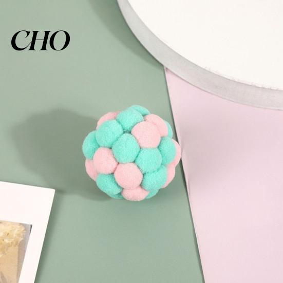 Indoor Cat Toy Plush Ball with Built-in Bell Soft Macaron Balls Play Bite-Resistant Chew Toys for Cats and Kittens Hunting