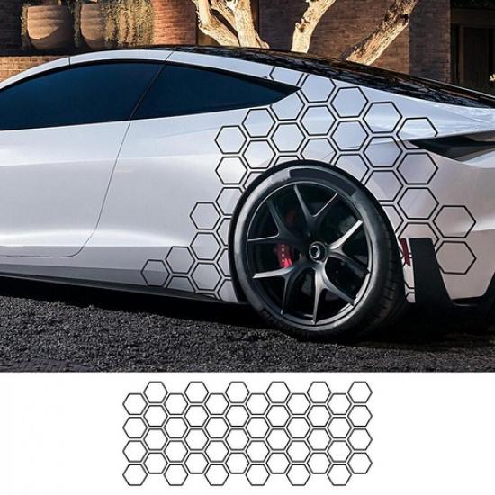 Honeycomb Pattern Graphic Vinyl Decals Car Side Body Hood Sticker DIY Decoration