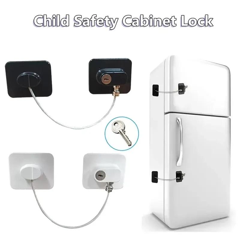 Baby Safe Refrigerator Lock with Key Code Lock Baby Safety Cabinet Lock Sliding Wardrobe Door Lock Home Limiter2028