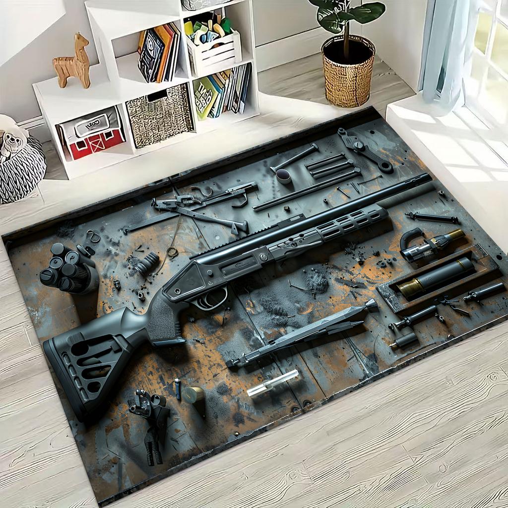 Дерево Металл Оружейный Кейс Коробка Военное Снаряжение Мото Коврик для Спальни Гостиной Дивана Дома Декор Коврик для Двери, Детский Игровой Нескользящий Напольный Коврик