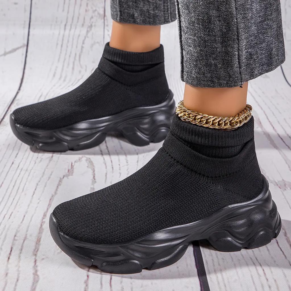 Sneakers Fitness Sports Casual Shoes Running Shoes High-top Slip-on Casual Women's Shoes Are Fashionable and Lightweight Height-increasing Shoes