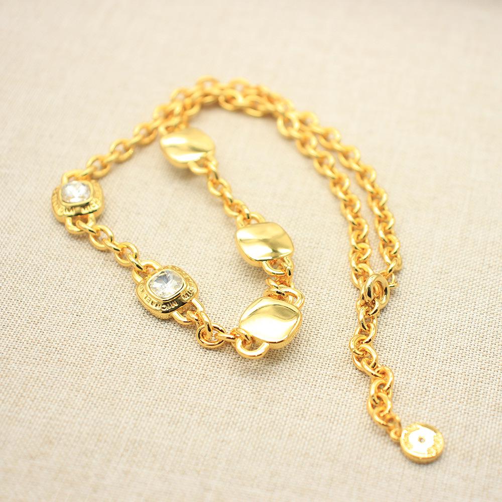 Роскошный женский медный ювелирный набор с золотым покрытием: Ожерелье & браслет