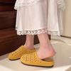 Весна и лето 2025 новые ретро универсальные на плоской подошве сумка-бокен головные тапочки женские ажурные на одном педале мягкая подошва полутапочки