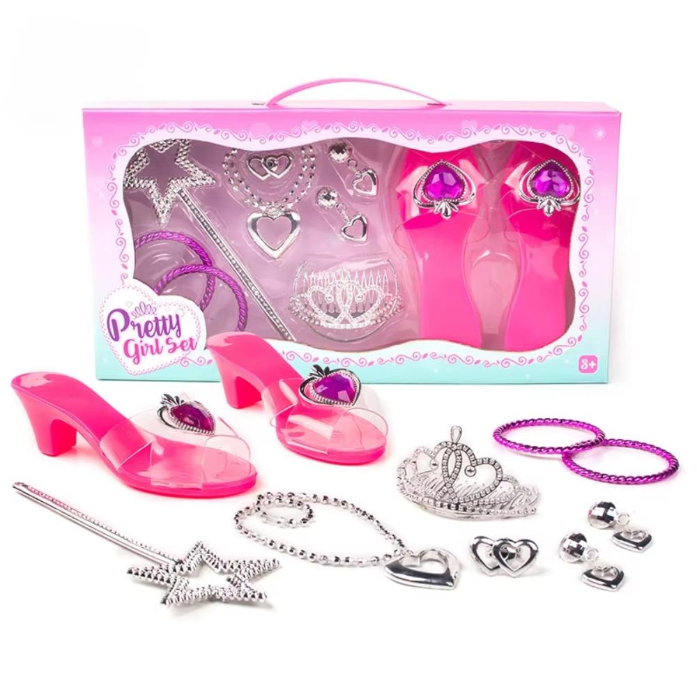 Pretend Play Girls Jewelry Toys Earrings Bracelet Crystal Shoes Toy Halloween