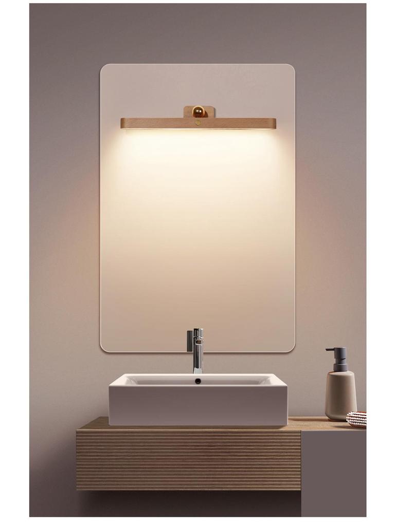 Вращающийся магнитный светодиодный деревянный светильник для туалетного столика - Многофункциональный настенный светильник для макияжа и зарядки