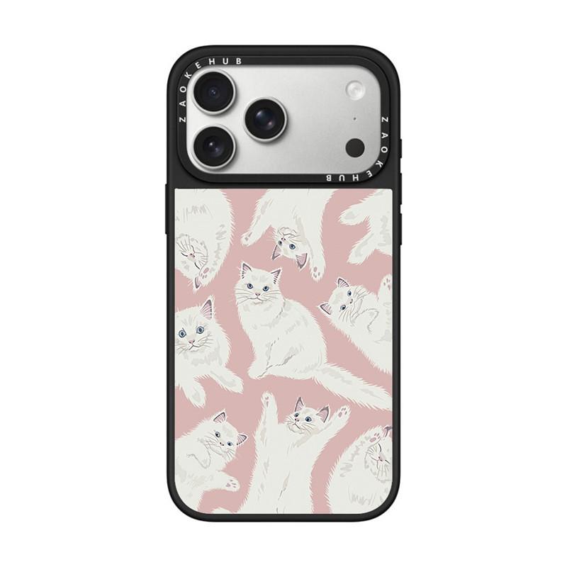 Cute Kawaii Bear Cat Mirror Phone Case IPhone 17 Pro Max 16 Hard Cover With MagSafe Support