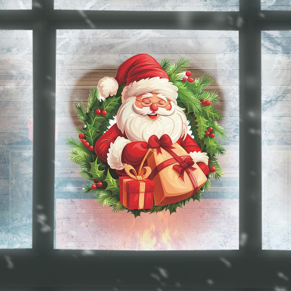 Fun-f218 Мультфильм Санта Венок Подарок Спальня Гостиная Кабинет Фон Ландшафтный Дизайн Наклейка На Стену