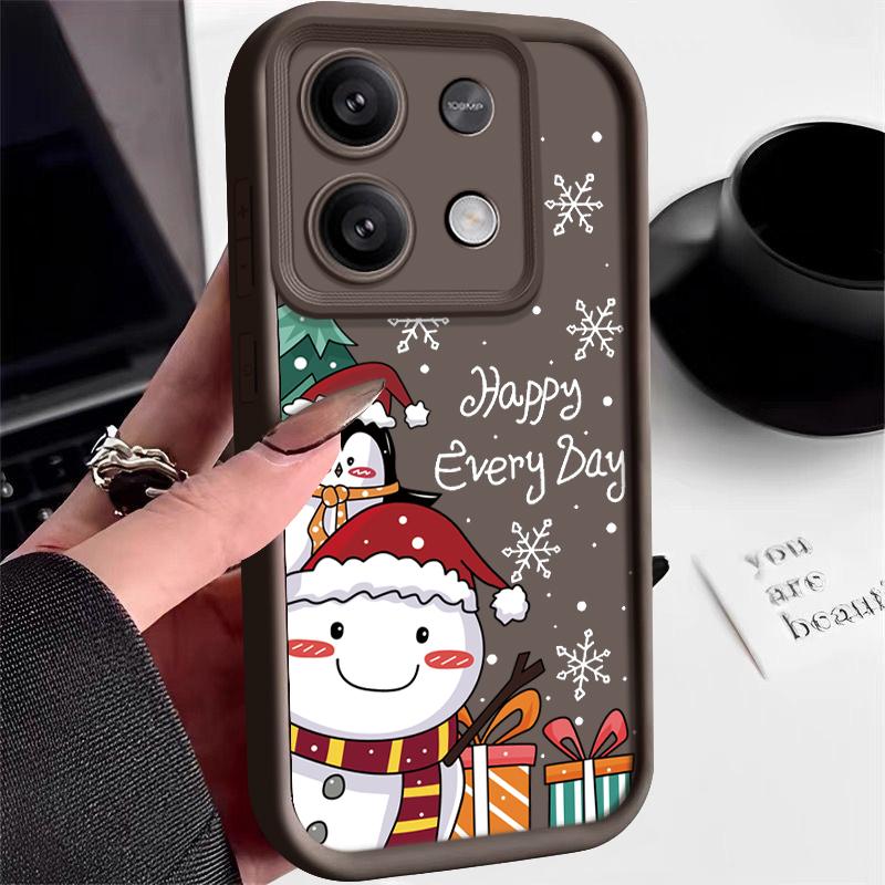 Для Xiaomi 13t Poco F6 X5 X6 Pro Redmi Note 13 12 11 10 Pro Рождественский пингвин снеговик узор конфетный цвет защита линз мягкий силиконовый чехол