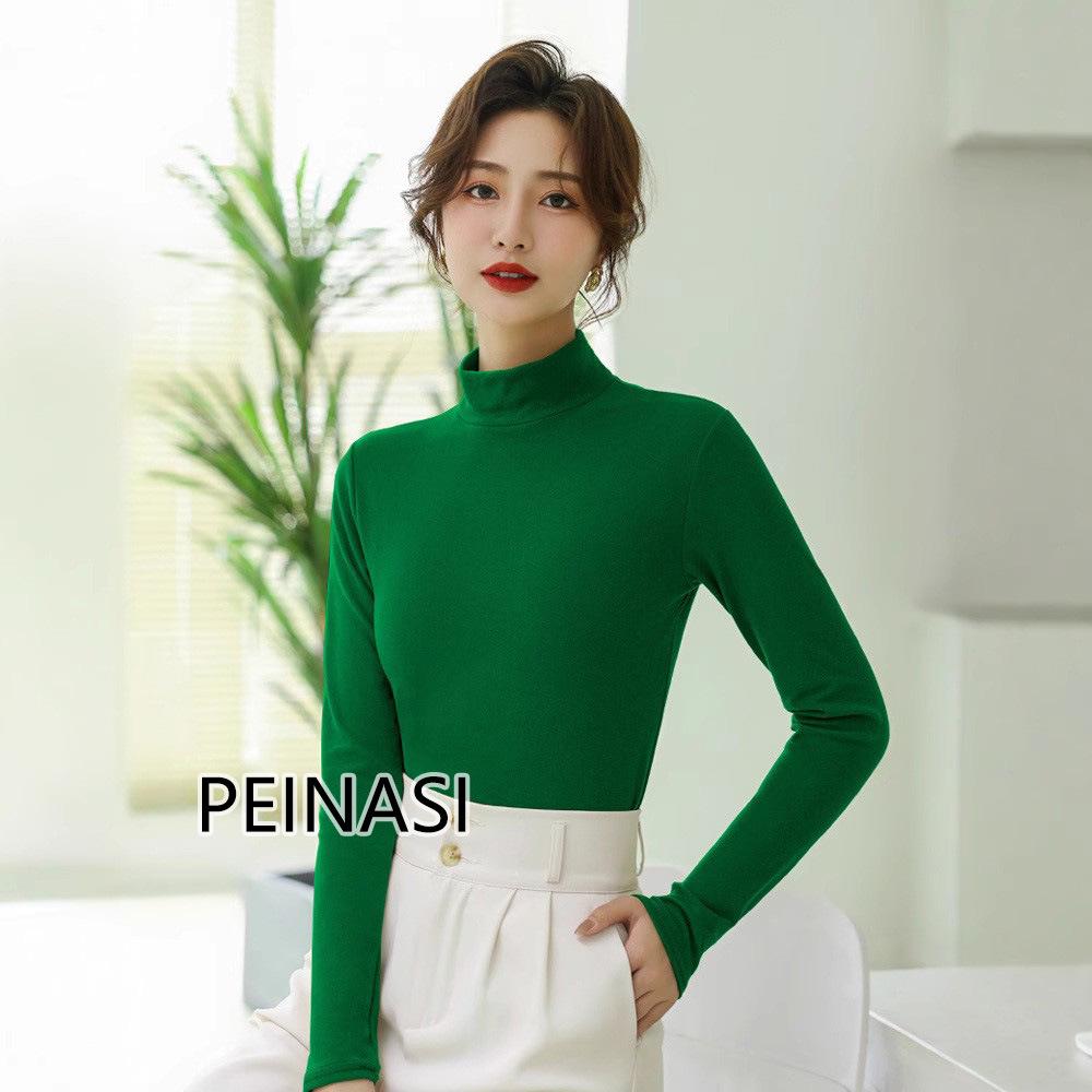 Women's Micro-Fleece Stand-Up Collar Base Layer: Thick, Warm Mid-Neck Top for Fall & Winter