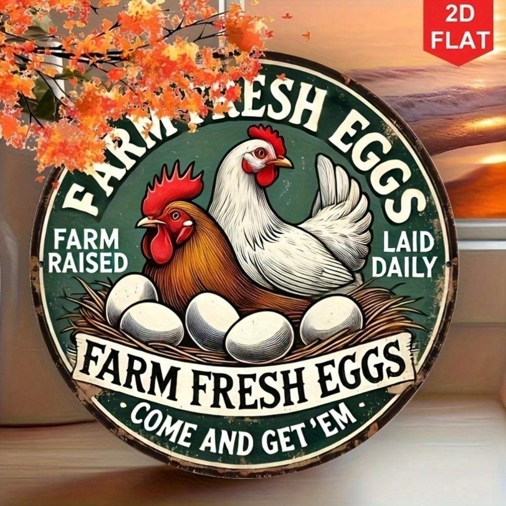 Винтажная металлическая табличка Ekul Farm Fresh Eggs Ретро Металлическое настенное украшение для кухни Бара