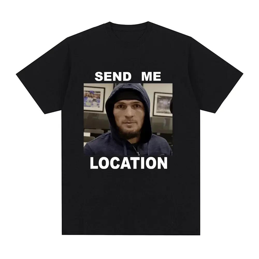 Khabib Send Me Location Graphic T Shirt Fashion Harajuku Short Sleeve Women T Shirts Hip Hop Vintage Tee Shirt Unisex
