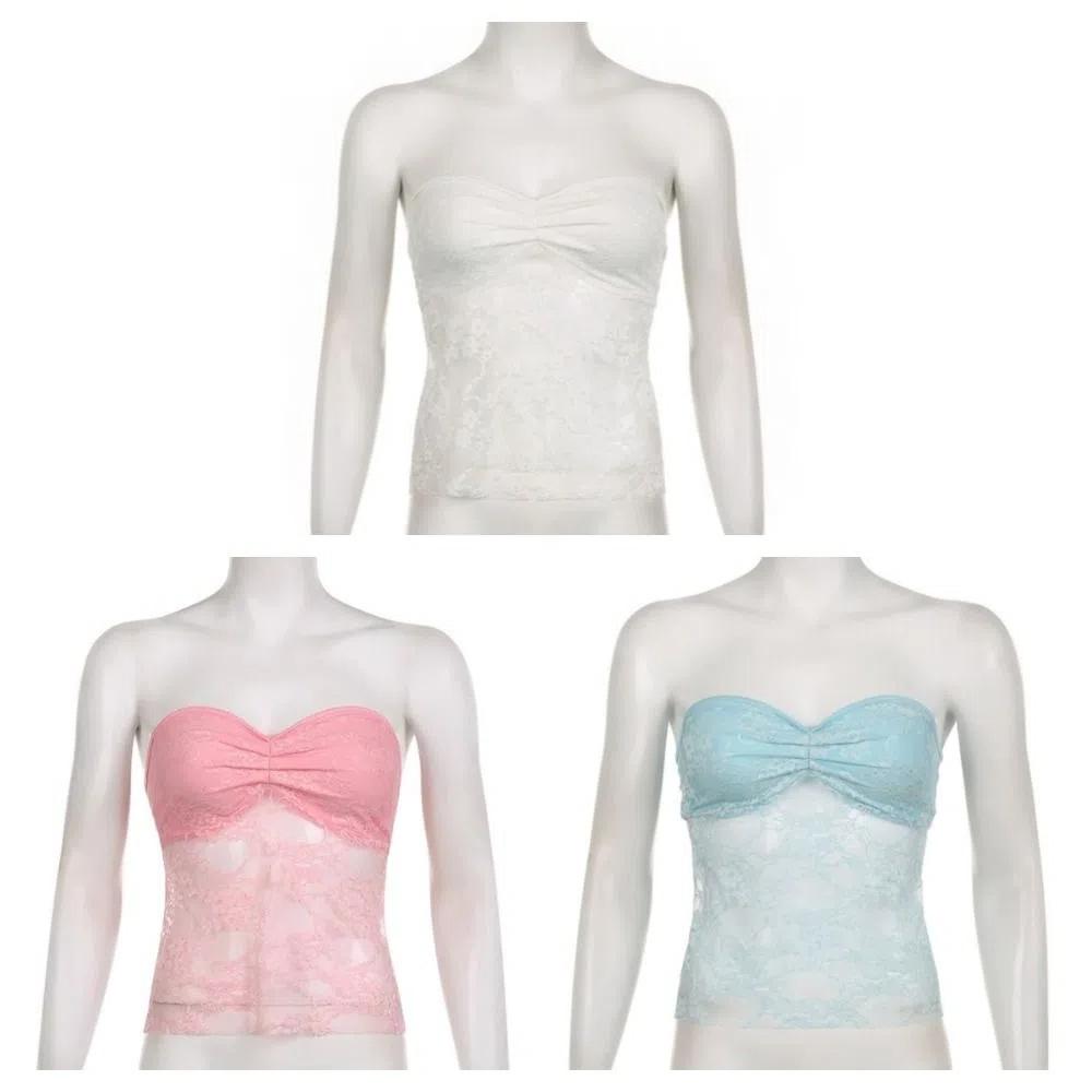 Sweet Lace Bra Camisole Streetwear Tube Tops Korean Strapless Vest Tops Summer