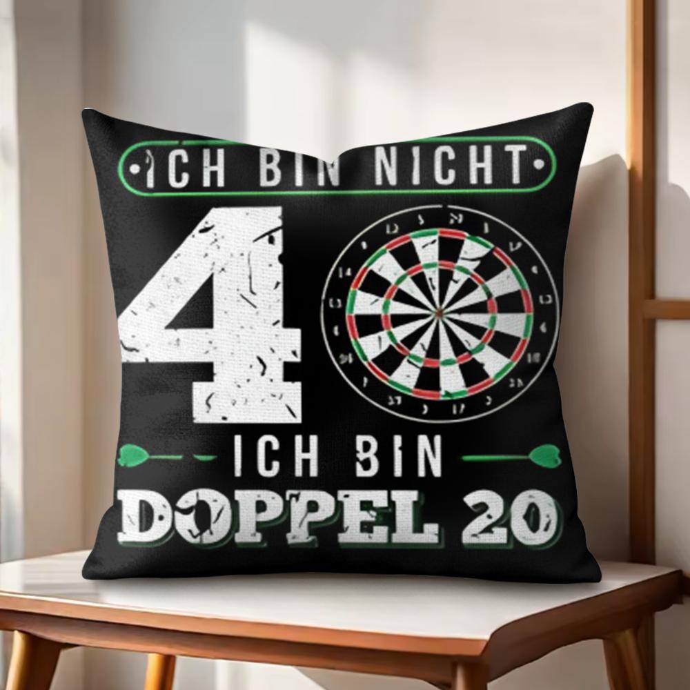 Забавная наволочка ICH BIN BULLSEYE Натуральный лен Органическая ткань Двусторонняя печать Подушки для дивана Декор для дома
