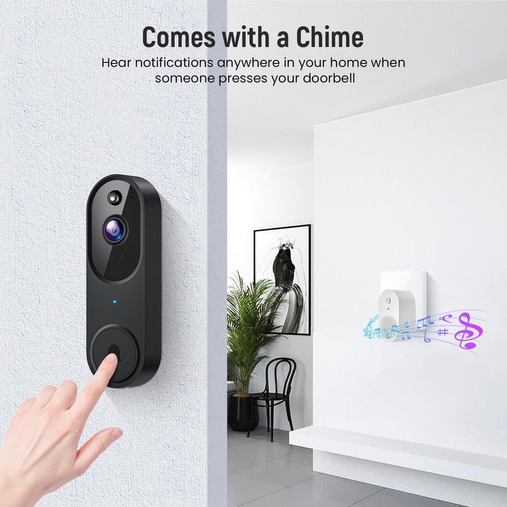 Умный беспроводной дверной звонок с камерой, голосовой домофон, WiFi HD, ночным видением и электронным глазком