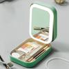 Дорожная косметичка со светодиодным зеркалом, USB-зарядка, 3 цвета, регулируемое косметическое зеркало с подсветкой, портативное дорожное мини-зеркало, футляр для косметики, ювелирные изделия