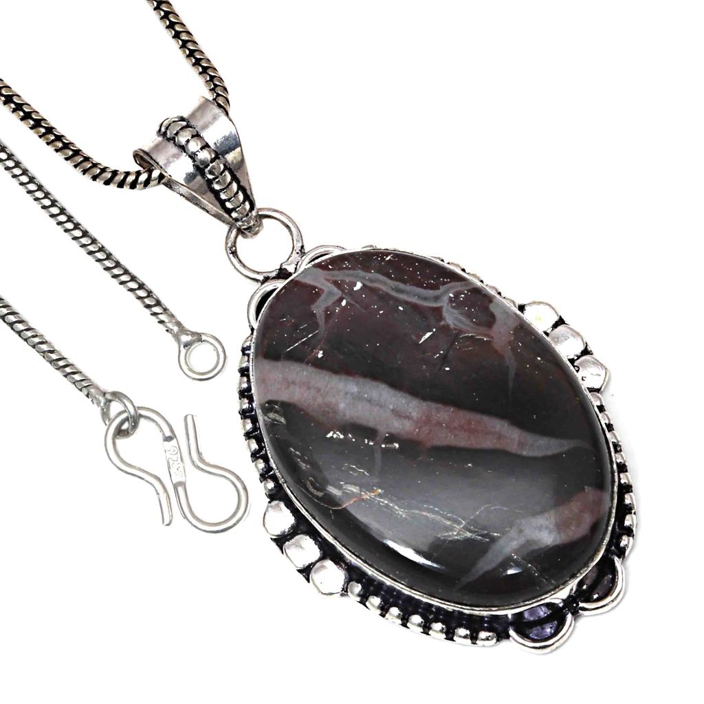 Pendant Crazy Lace Agate Gemstone Valentine'Day Gifted Silver Jewelry 2.25"