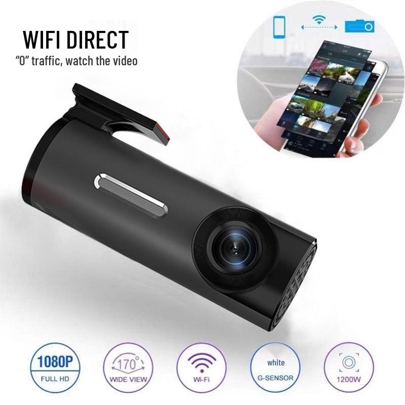 WiFi HD Night Vision Dash Cam with Mobile Linking & USB, 24/7 Parking Monitoring, Hidden Design.