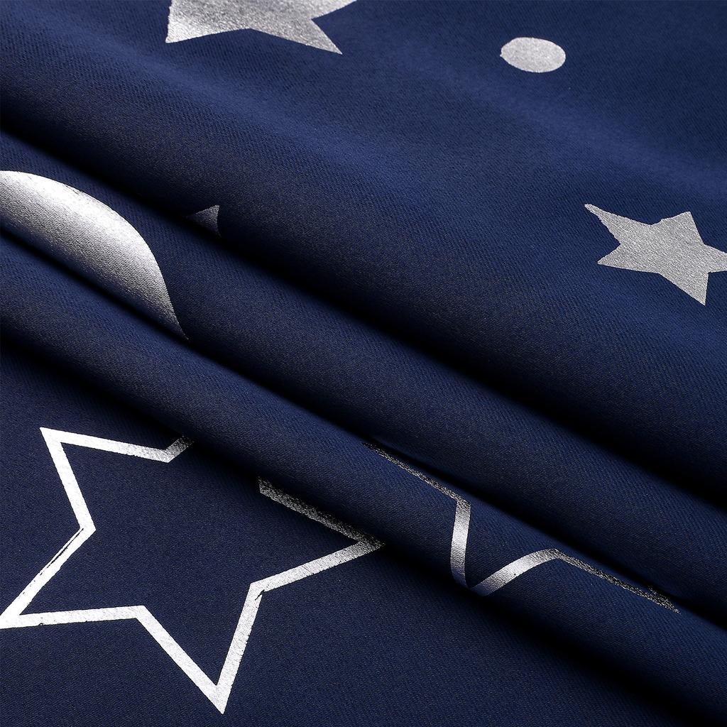 Затемняющие шторы для комнаты с серебряной звездой и Луной для мальчиков, затемняющие шторы для детской спальни, термоизоляционные шторы с люверсами