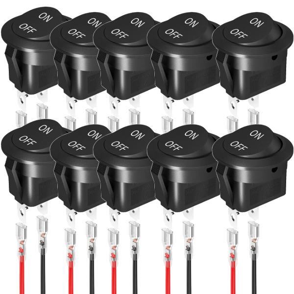 Круглый/Квадратный Тумблер ВКЛ/ВЫКЛ SPST 2-контактный с проводами DC12V-24V Электрический переключатель для Автомобилей, Лодок, Домов на Колесах