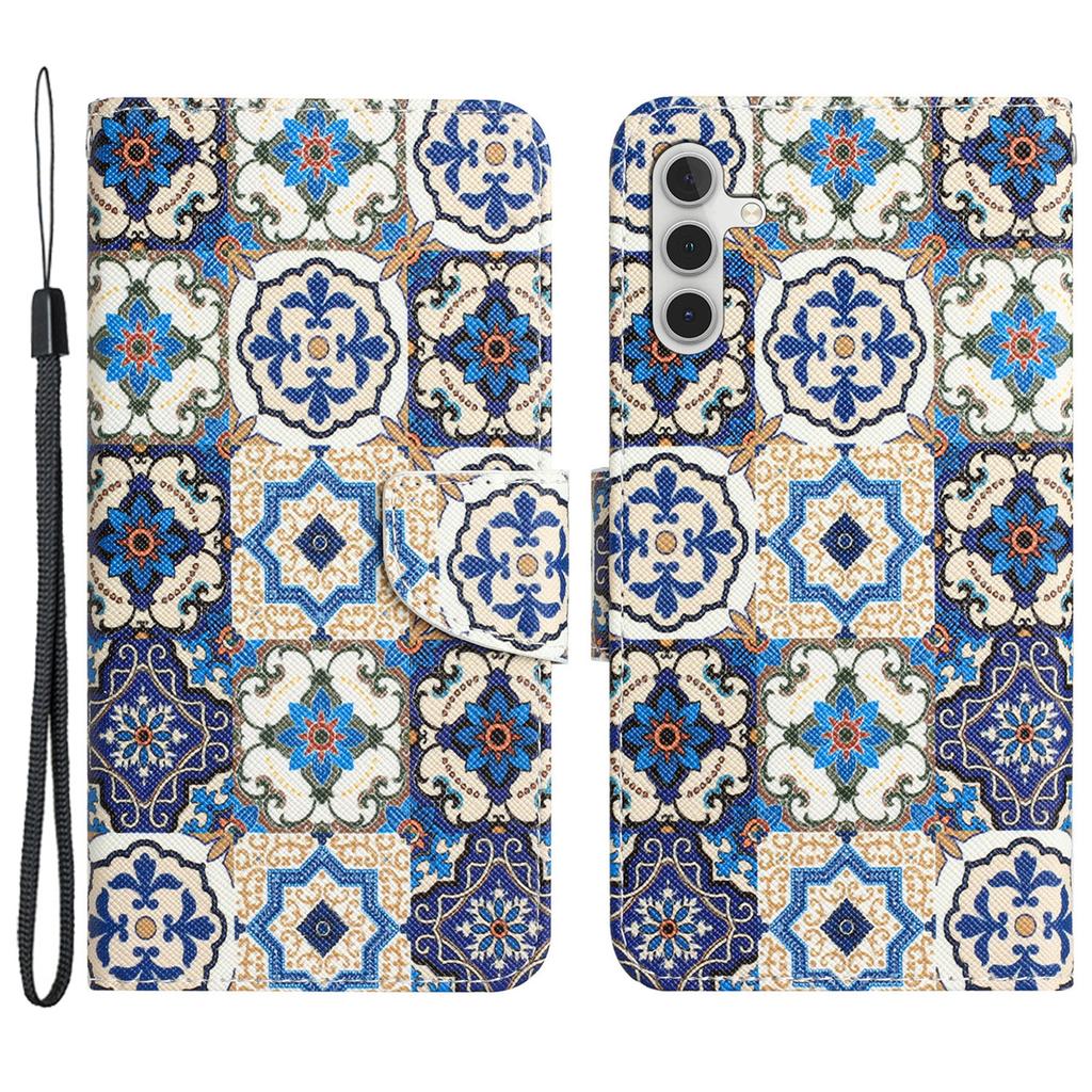 Для Samsung Galaxy A35 5G Чехол с рисунком из ПУ кожи, подставка для телефона