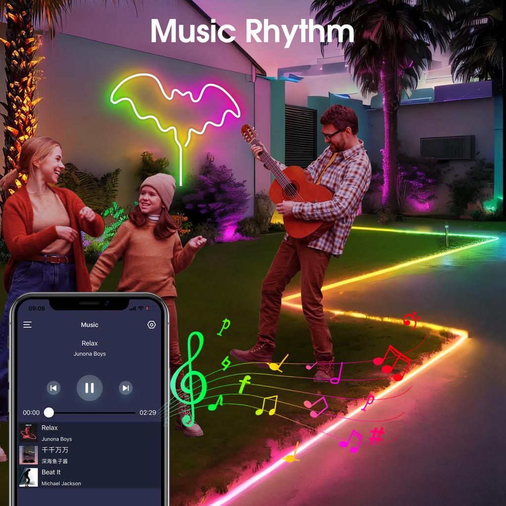 Неоновые светодиодные ленты для управления через Bluetooth APP RGBIC Light Умная лампа Уличные неоновые светодиодные лампы USB для спальни luces led inteligentes