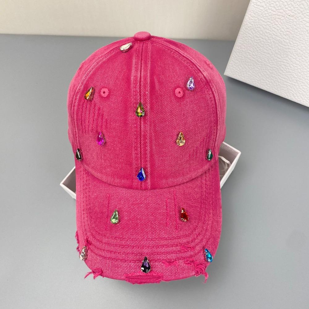 Креативная цветная бейсболка со стразами, хлопковая, с эффектом потертости, полностью покрытая стразами, корейская кепка-утка