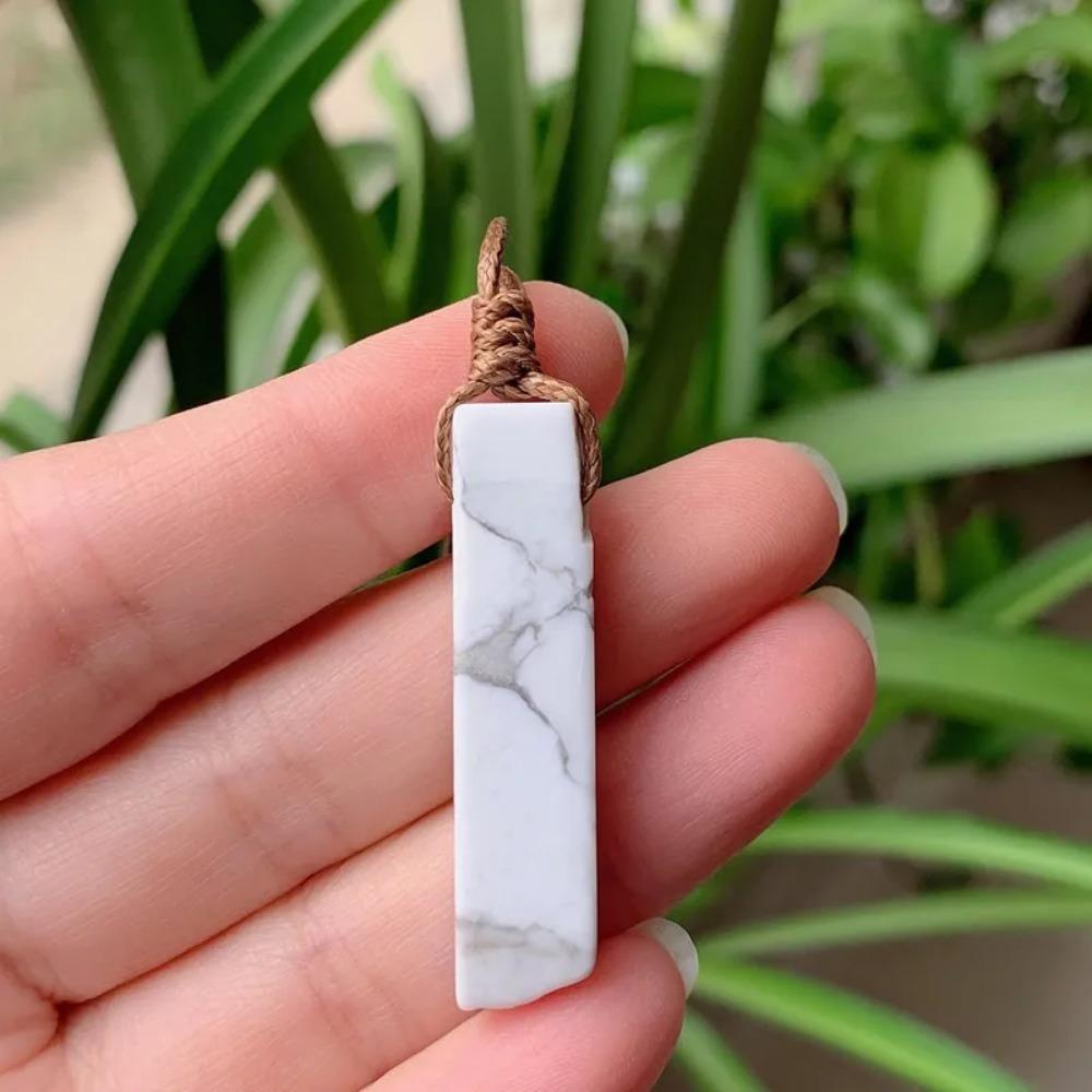 Natural Stone Pendant Raw Mineral Irregular Rectangle Quartz Pendulum Amazonite Tiger Eye Lapsi Pink Crystal Necklaces Healing