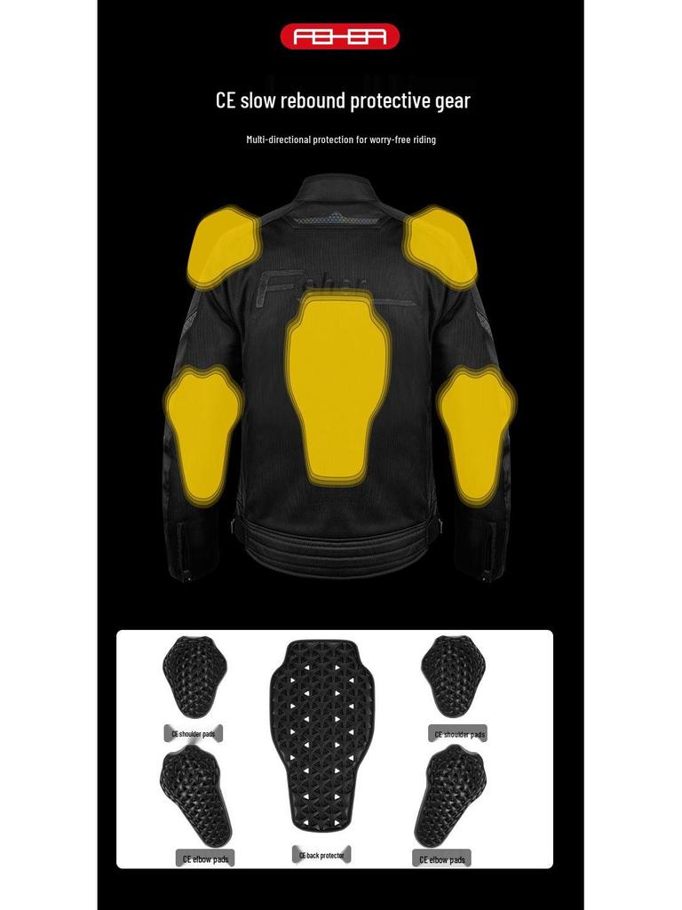 FEHER Summer Mesh Motorcycle Jacket: Breathable, Anti-Fall Riding Suit for Men and Women