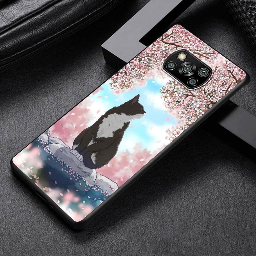 Чехол с японским аниме-пейзажем для Xiaomi Poco X3 NFC X5 F4 F3 M4 Pro X4 GT M5s M5 Pocophone F1 M3 Black Phone Cover
