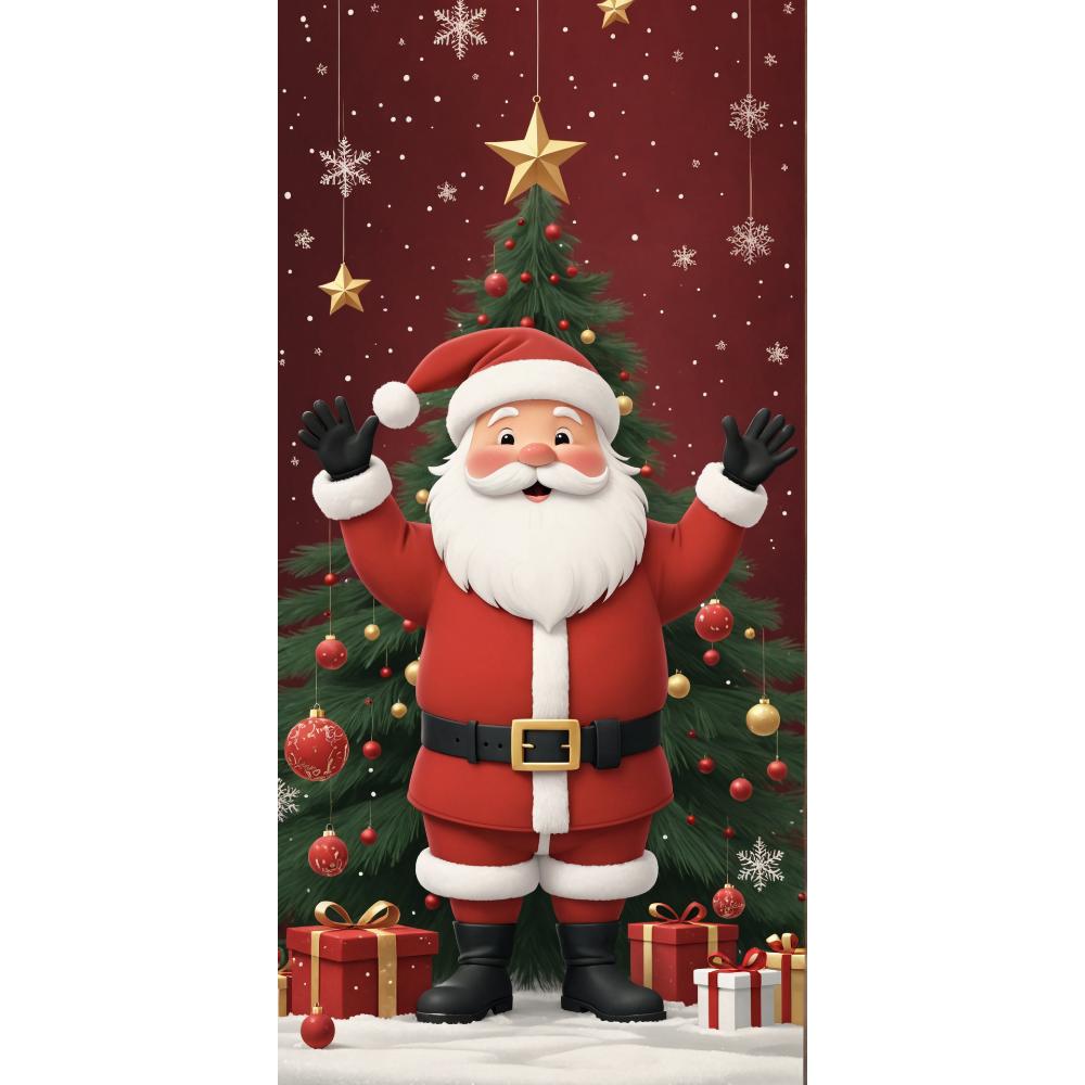 Santa Claus Read Gift List Lining for Christmas Doors Xmas Outdoor Decoration Door Cover for Front Door Home Xmas Party Supplies