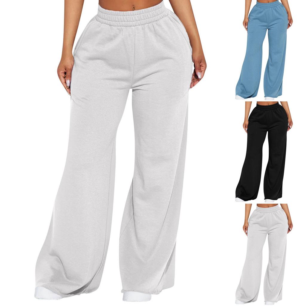 Women's Fashion Casual Sports Yoga Elastic High Waist Wide Leg Loose Pants