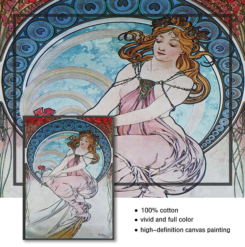 Винтажный декор комнаты тканевый настенный плакат с принтом шелковой ткани на заказ Альфонс Муха плакат холст плакат искусство украшение дома