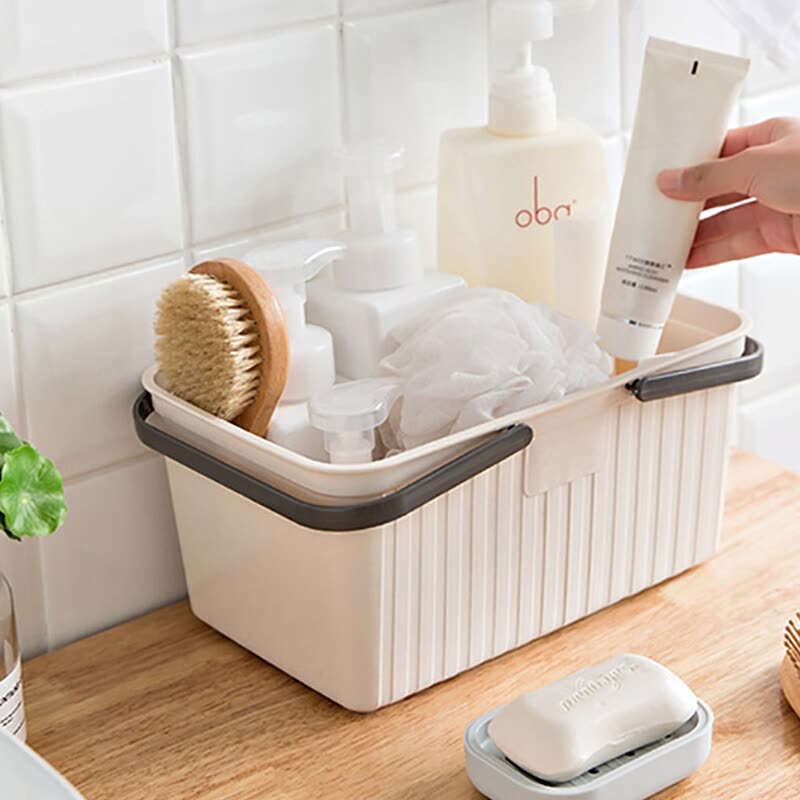 Xiangyu town bath basket portable bath basket bathroom storage toiletries plastic basket bath storage basket dormitory beige