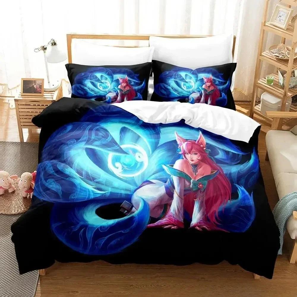 Новая игра Spirit Blosom Ahri Комплект постельного белья Спальня Мягкое Современное Покрывала Удобные Дети Дети Мягкое Пододеяльник Удобный Чехол для Одеяла И Наволочка