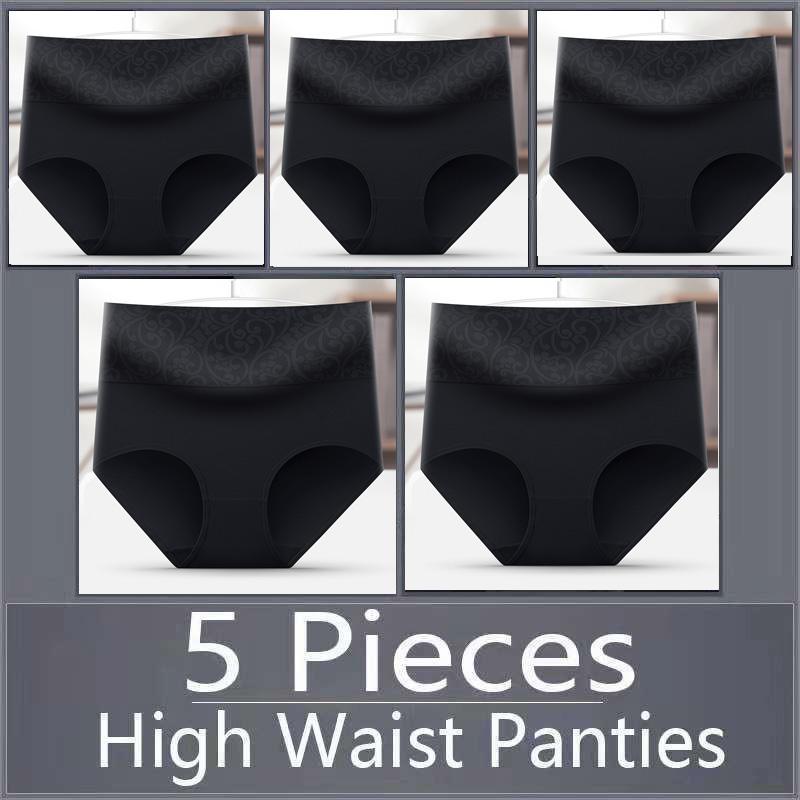 5 шт., женское нижнее белье с высокой талией, хлопковые дышащие трусики, женские трусы, большие размеры, нижнее белье