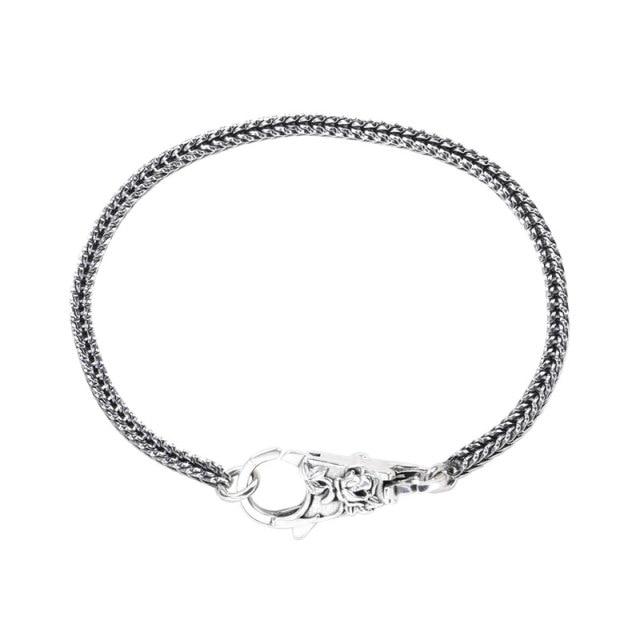 Настоящее серебро 925 пробы, серый браслет в винтажном стиле для унисекс, европейские популярные ювелирные изделия DIY, браслет с пряжкой сливового цвета