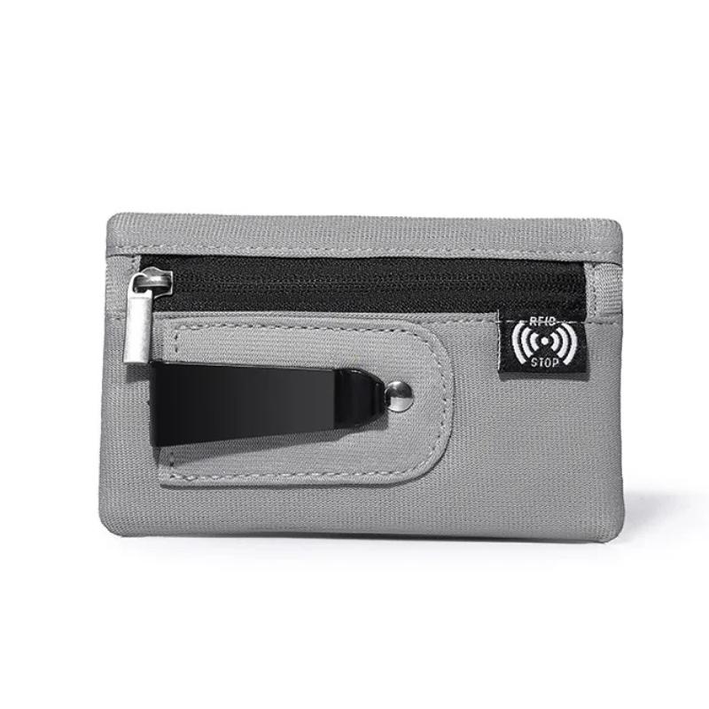 Мужские кошельки RFID-держатель для кредитных карт Роскошный нейлоновый тонкий кошелек Чехол на молнии для ключей и карт Мужской тактический кошелек Кошелек для монет с карабином