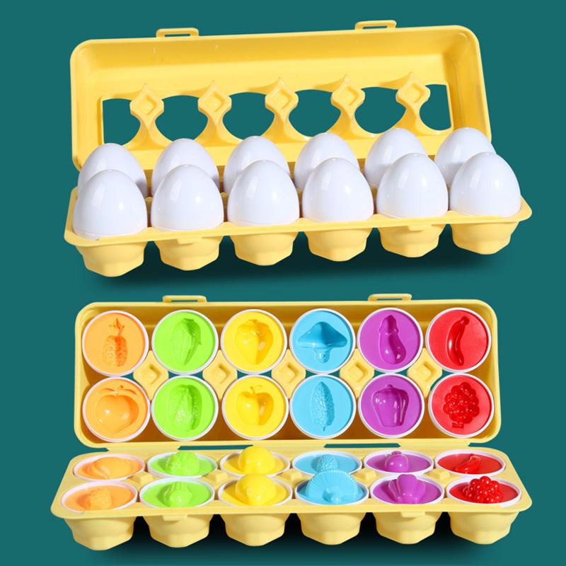 12 Matching Eggs Montessori Sensory Baby Toys Easter Eggs Chicken Colors Shapes Sorter Learning Educational Toy For Kids Gifts