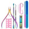7Pcs Set Nail Art Exfoliating Tools Scissors Cuticle Pusher Nipper Files Remover