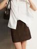 Beleudemaleu Italian Suede Ver Skirt_Dark Brown