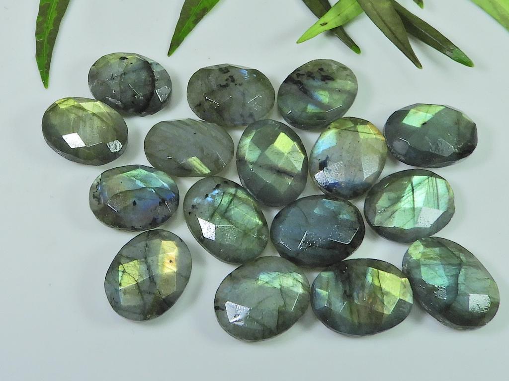 16 шт. 12X17 мм натуральный лабрадорит с обеих сторон шахматной огранки овальный драгоценный камень россыпью LM-1186