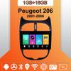 Автомобильное радио Android Auto Carplay для Peugeot 206 2001-2008 Мультимедийный проигрыватель Головное устройство Стерео GPS Навигация BT WIFI 1+16 ГБ