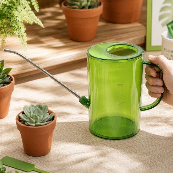 Garden Watering Can, with Long Stainless Steel Spout, Non-Slip Handle Transparent Body Watering Bottle, for Indoor And Outdoor Plants