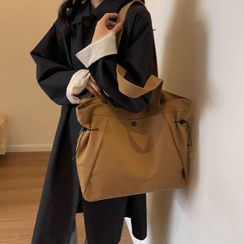 Однотонная холщовая сумка, женская сумка через плечо большой емкости, портативная большая сумка