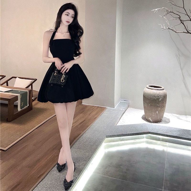 Черное платье, женское летнее платье с бретельками, платье трапециевидного силуэта, женское однотонное тонкое платье, короткое платье